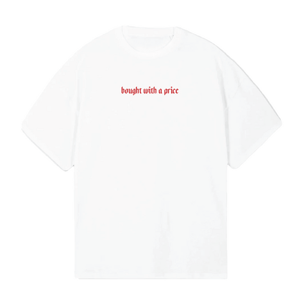 White + Red REDEEMED Oversized Tee