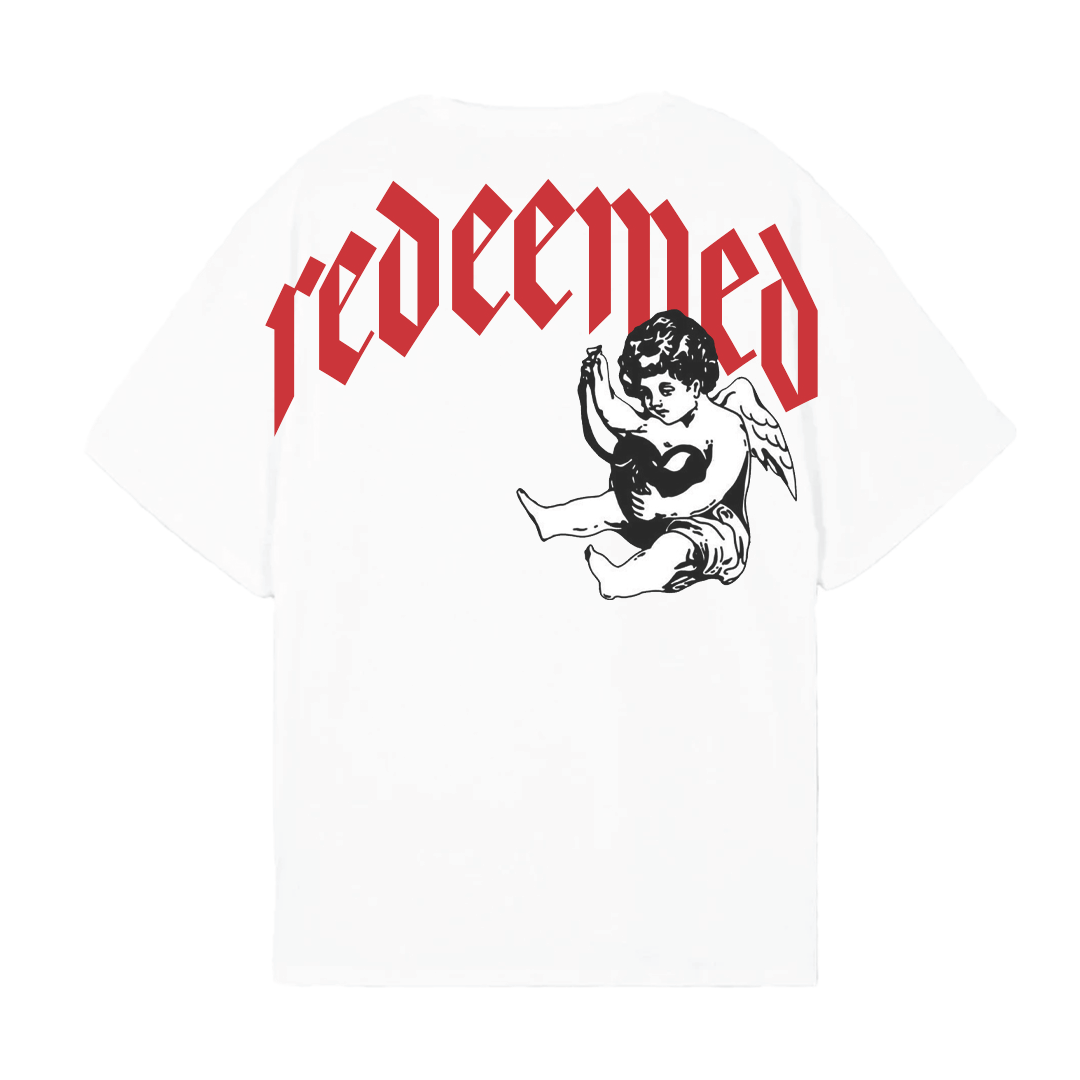 White + Red REDEEMED Oversized Tee